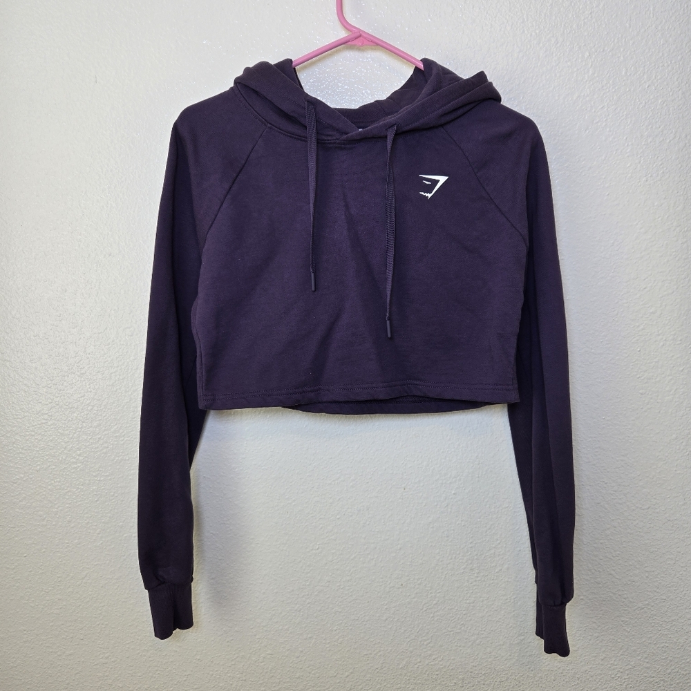 Gymshark Cropped Hoodie Small Womens Purple Cotton Blend